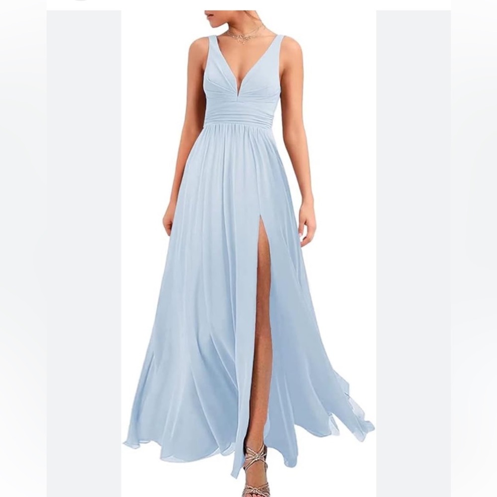 Fame and Partners Dress Baby Blue with Ruffles